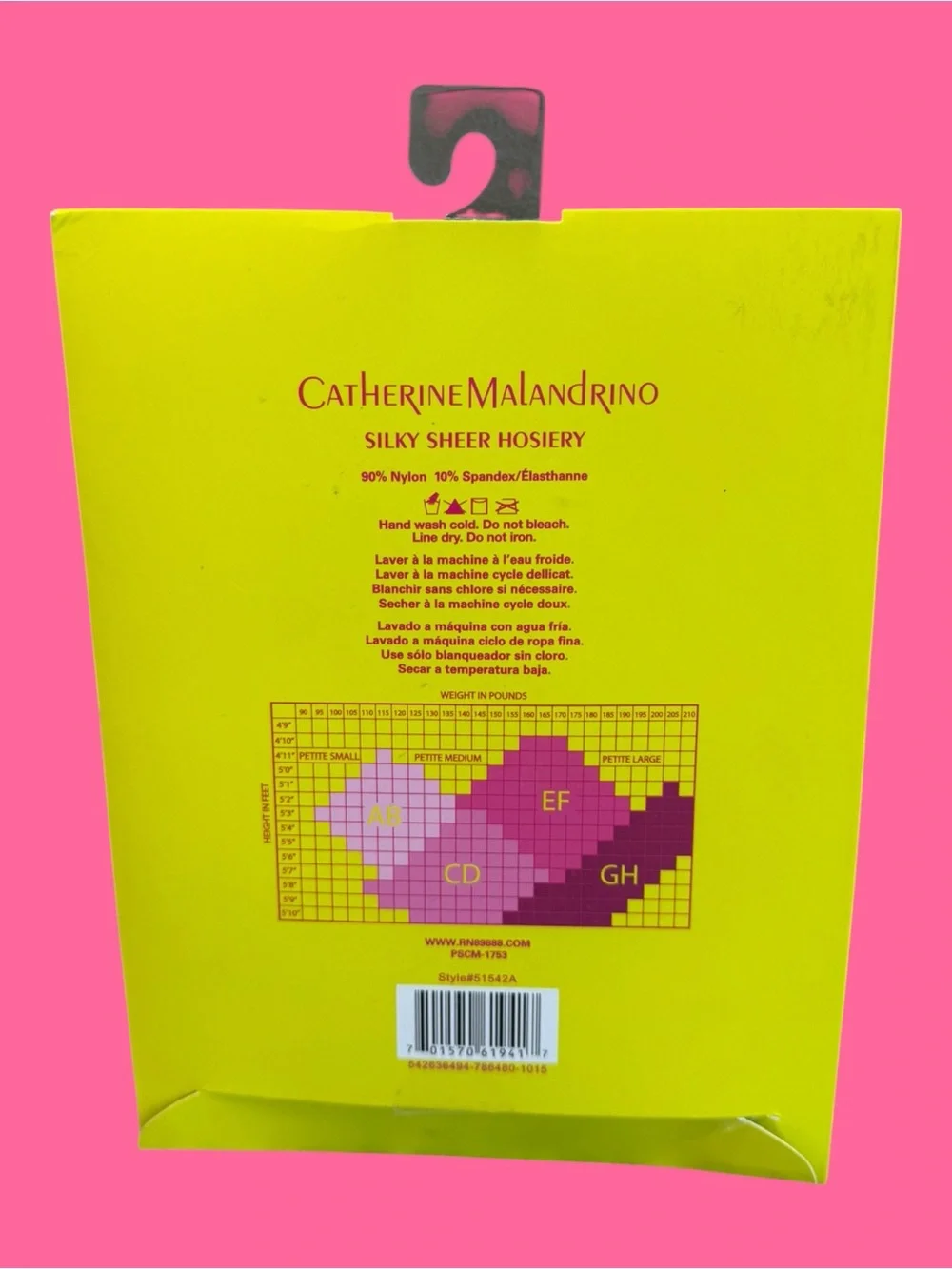 Catherine Malandrino Silky Sheer  Pantyhose Size S Black Style 51542A